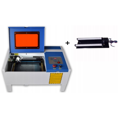 Plotter laser CO2 40W 35x24cm + Air Assist + Red Point + Attacco rotante